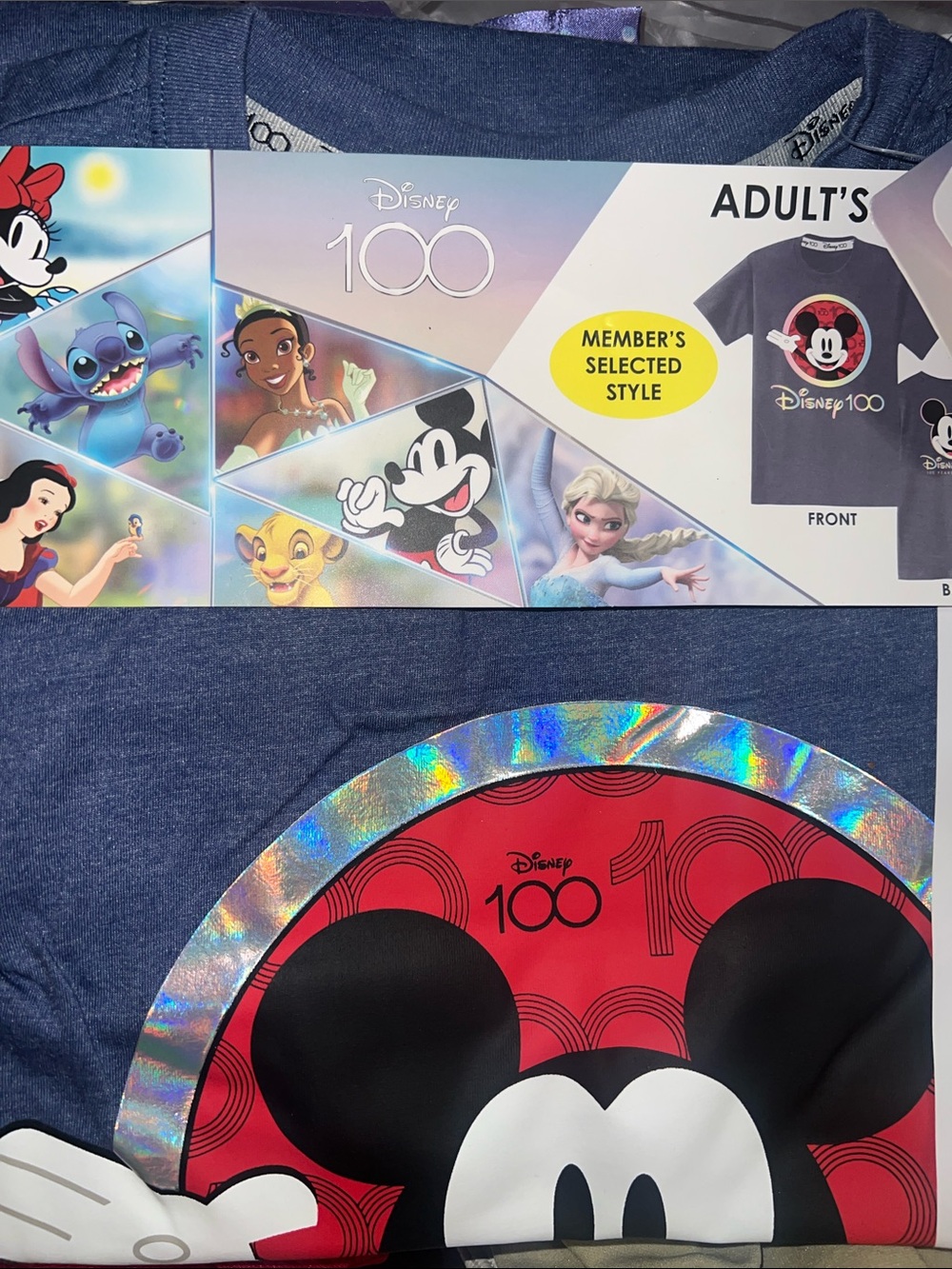 Disney Mickey 100 Graphic Tee - Blue, Red & Black with Holographic Trim